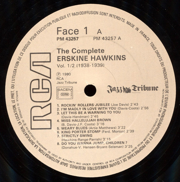 Erskine Hawkins - The Complete Erskine Hawkins Volumes 1/2 (1938/1939) (2xVinyl, LP, Compilation) Very Good (VG) / Very Good Plus (VG+)