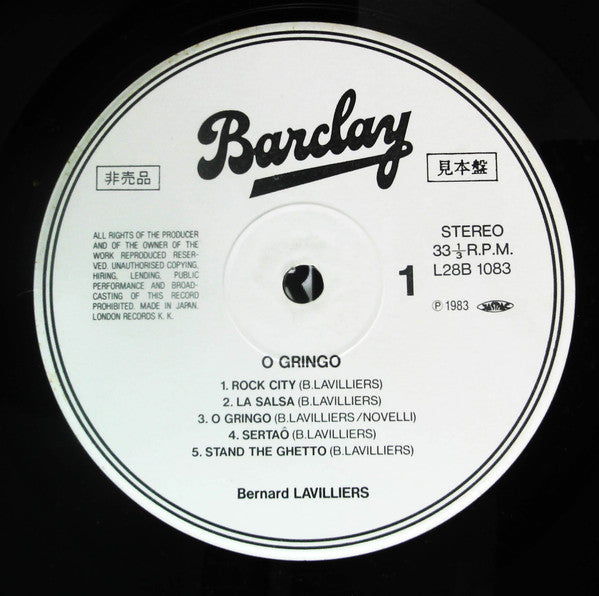 Bernard Lavilliers - O Gringo (Vinyl, LP, Promo) Near Mint (NM or M-) / Very Good (VG)