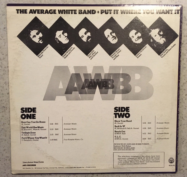 Average White Band - Put It Where You Want It (Vinyl, LP, Album) Very Good (VG) / Good (G)