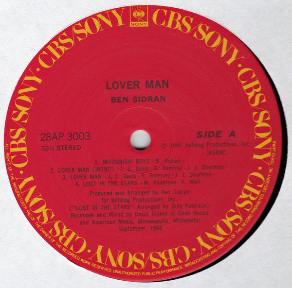 Ben Sidran - Lover Man (Vinyl, LP, Album, Stereo)