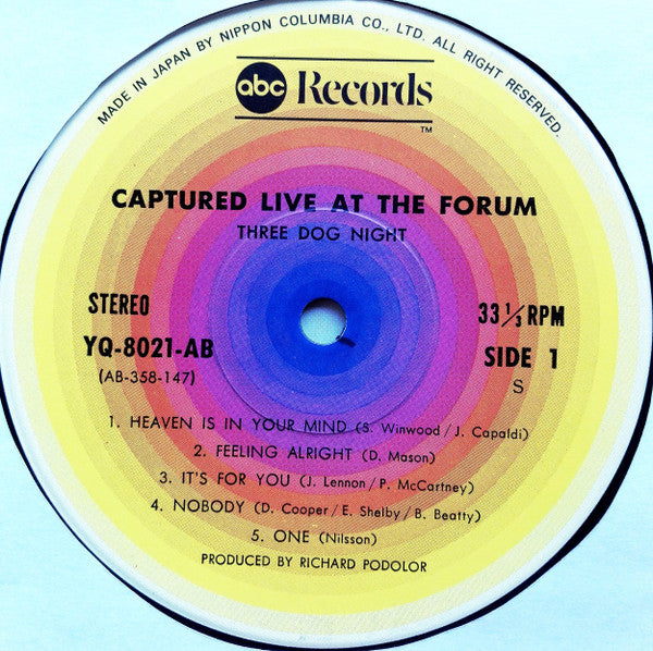 Three Dog Night - Captured Live At The Forum (Vinyl, LP, Album) Very Good Plus (VG+) / Very Good Plus (VG+)