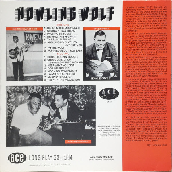 Howlin' Wolf - Ridin' In The Moonlight (Vinyl, LP, Compilation, Mono) Very Good Plus (VG+) / Very Good (VG)