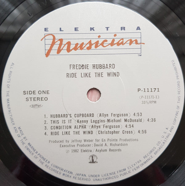 Freddie Hubbard - Ride Like The Wind (Vinyl, LP, Album) Very Good Plus (VG+) / Very Good Plus (VG+)