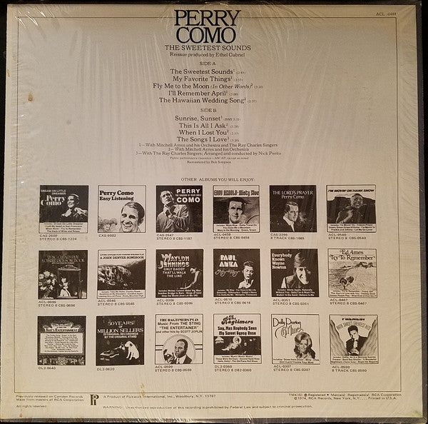 Perry Como - The Sweetest Sounds (Vinyl, LP, Album, Reissue, Remastered) Very Good (VG) / Poor (P)