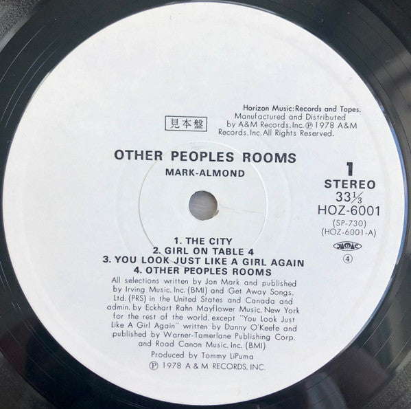 Mark-Almond - Other Peoples Rooms (Vinyl, LP, Album, Promo) Very Good Plus (VG+) / Very Good Plus (VG+)