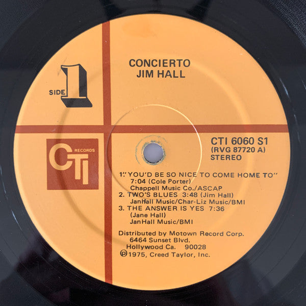 Jim Hall - Concierto (Vinyl, LP, Album, Stereo) Very Good (VG) / Very Good (VG)