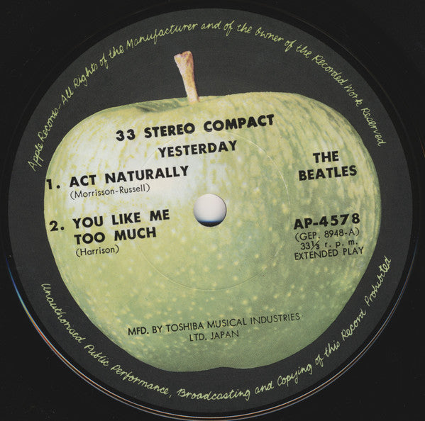 The Beatles - Yesterday (Vinyl, 7", 33 ⅓ RPM, EP, Reissue, Stereo) Very Good (VG) / Good Plus (G+)