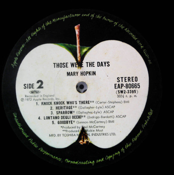 Mary Hopkin - Those Were The Days (Vinyl, LP, Compilation) Very Good Plus (VG+) / Very Good (VG)