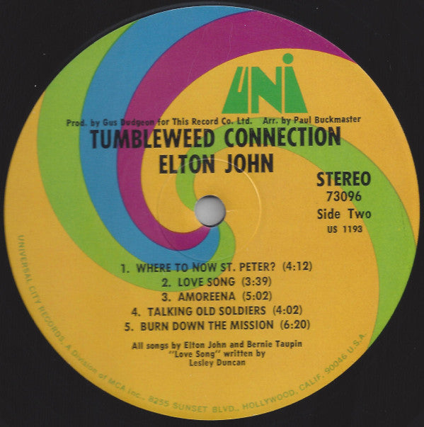 Elton John - Tumbleweed Connection (Vinyl, LP, Album) Good Plus (G+) / Very Good (VG)