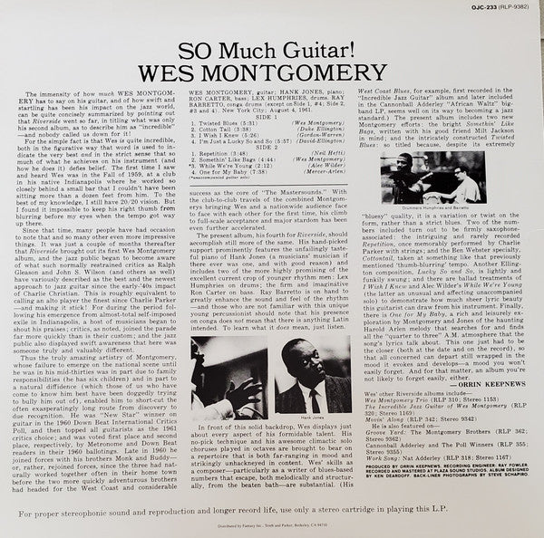 Wes Montgomery - So Much Guitar! (Vinyl, LP, Album, Reissue, Stereo) Very Good (VG) / Very Good (VG)