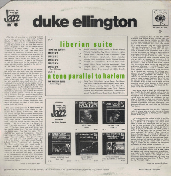 Duke Ellington - Liberian Suite - A Tone Parallel To Harlem (The Harlem Suite) (Vinyl, LP, Album, Reissue, Mono) Very Good Plus (VG+) / Very Good (VG)