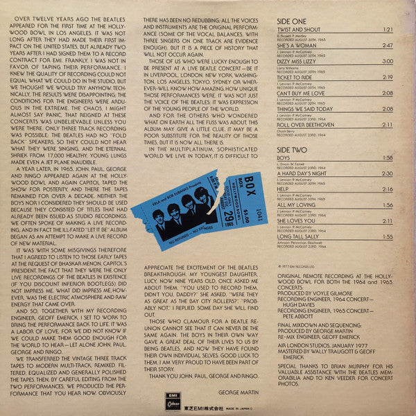 The Beatles - The Beatles At The Hollywood Bowl (Vinyl, LP, Album, Promo) Very Good Plus (VG+) / Very Good (VG)