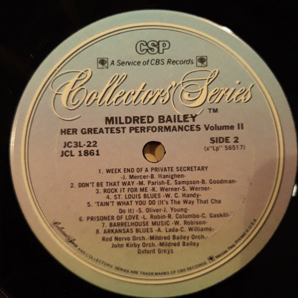 Mildred Bailey - Her Greatest Performances 1929-1946 (3xVinyl, Box Set, LP, Compilation, Reissue) Good Plus (G+) / Very Good Plus (VG+)