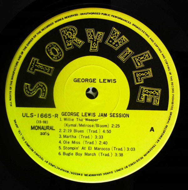 George Lewis (2) - Jam Session (Vinyl, LP, Reissue) Very Good Plus (VG+) / Very Good Plus (VG+)