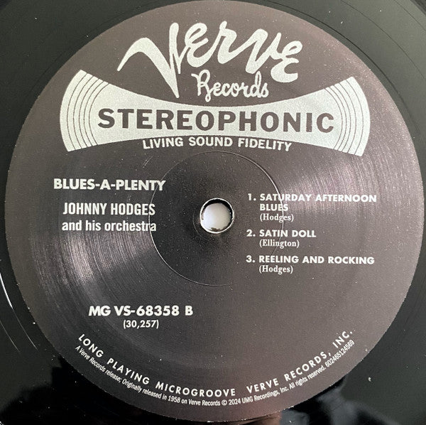 Johnny Hodges And His Orchestra - Blues A-Plenty (Vinyl, LP, Album, Reissue, Repress, Stereo) Very Good Plus (VG+) / Very Good (VG)