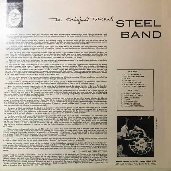 The Original Trinidad Steel Band - The Original Trinidad Steel Band (Vinyl, LP, Album, Reissue, Stereo) Good Plus (G+) / Very Good (VG)