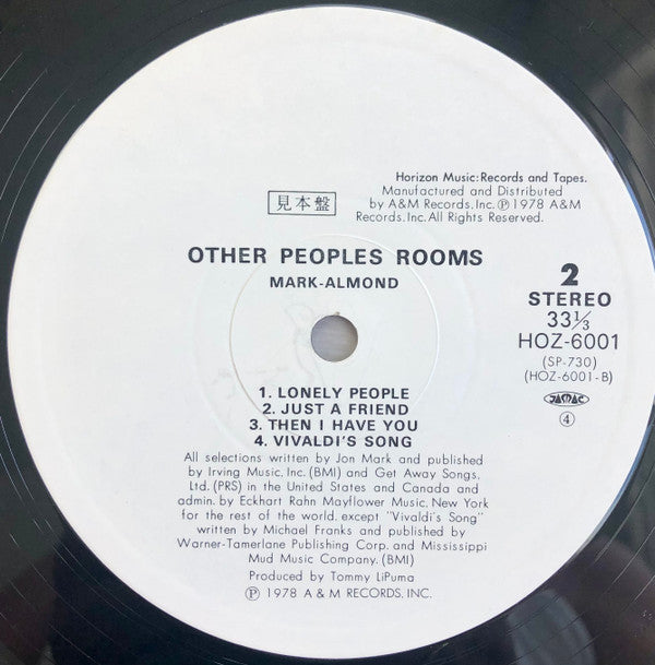 Mark-Almond - Other Peoples Rooms (Vinyl, LP, Album, Promo) Very Good Plus (VG+) / Very Good Plus (VG+)