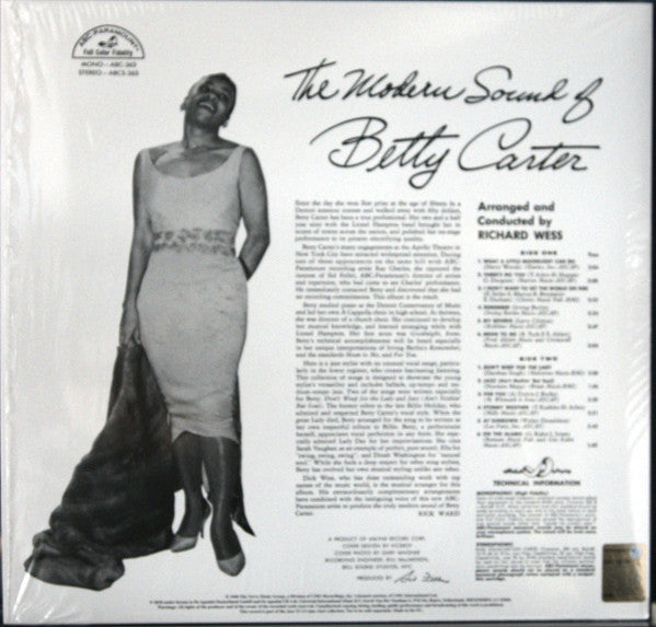 Betty Carter - The Modern Sound Of Betty Carter (Vinyl, LP, Album, Reissue, Mono) Very Good Plus (VG+) / Very Good Plus (VG+)