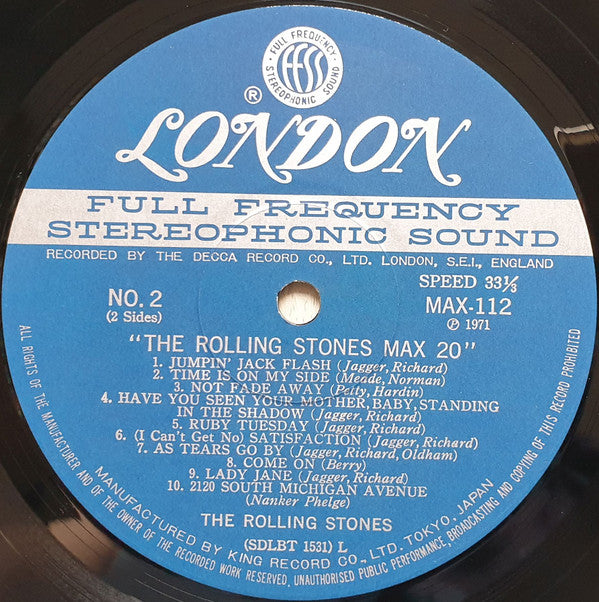 The Rolling Stones - The Rolling Stones Max 20 (Vinyl, LP, Compilation) Good Plus (G+) / Very Good (VG)