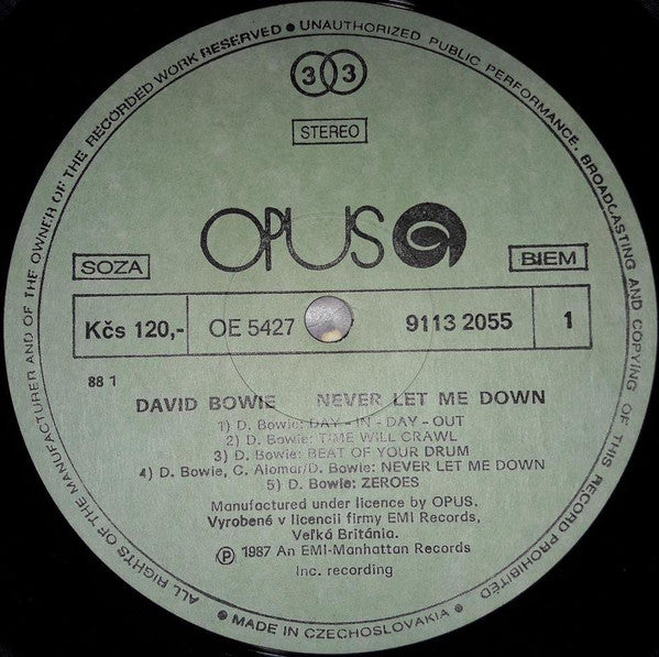 David Bowie - Never Let Me Down (Vinyl, LP, Album, Stereo) Very Good Plus (VG+) / Very Good (VG)