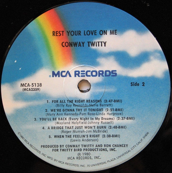 Conway Twitty - Rest Your Love On Me (Vinyl, LP, Album) Very Good (VG) / Very Good Plus (VG+)