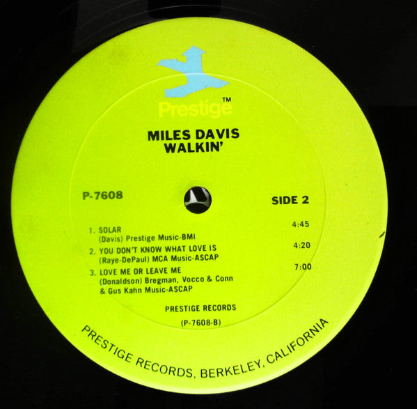 Miles Davis - Walkin' (Vinyl, LP, Album, Reissue, Remastered, Stereo) Very Good (VG) / Good Plus (G+)