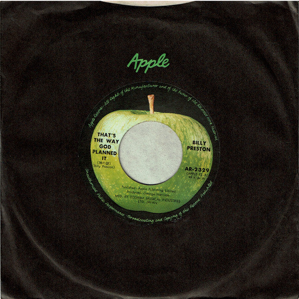 Billy Preston - That's The Way God Planned It (Vinyl, 7", 45 RPM, Single) Very Good Plus (VG+) / Very Good (VG)