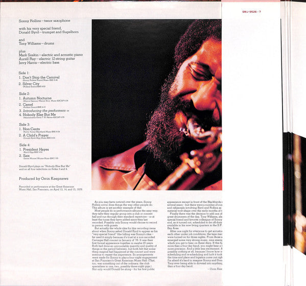Sonny Rollins - Don't Stop The Carnival (2xVinyl, LP, Album) Near Mint (NM or M-) / Very Good Plus (VG+)