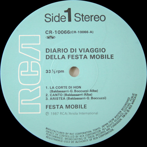 Festa Mobile - Diario Di Viaggio Della Festa Mobile (Vinyl, LP, Album, Limited Edition, Reissue, Stereo) Near Mint (NM or M-) / Very Good Plus (VG+)