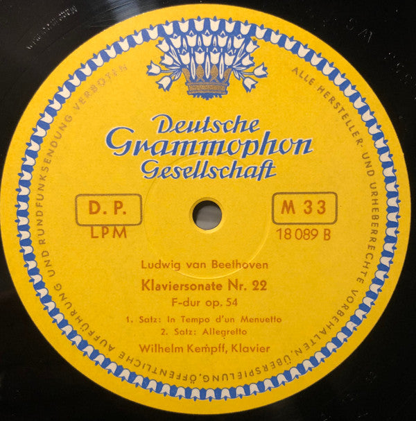 Ludwig van Beethoven - Klaviersonate Nr. 21 C-Dur Op. 53 (Waldstein- Sonate) / Klaviersonate Nr. 22 F-Dur Op. 54 (Vinyl, LP, Mono) Good Plus (G+) / Very Good (VG)