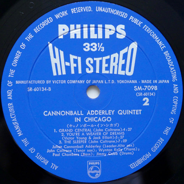 The Cannonball Adderley Quintet - In Chicago (Vinyl, LP, Album, Stereo) Very Good Plus (VG+) / Very Good (VG)