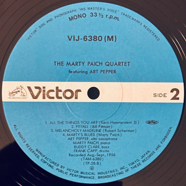 The Marty Paich Quartet - Marty Paich Quartet (Vinyl, LP, Album, Reissue, Mono) Very Good Plus (VG+) / Very Good Plus (VG+)