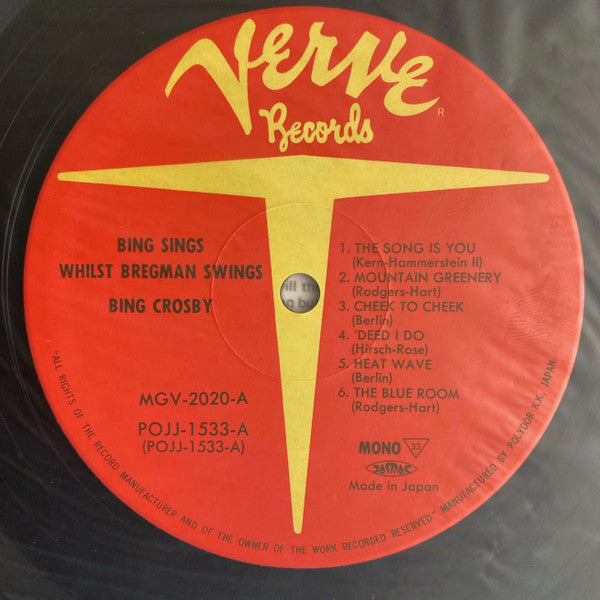 Bing Crosby - Bing Sings Whilst Bregman Swings (Vinyl, LP, Album, Reissue, Mono) Very Good Plus (VG+) / Very Good Plus (VG+)