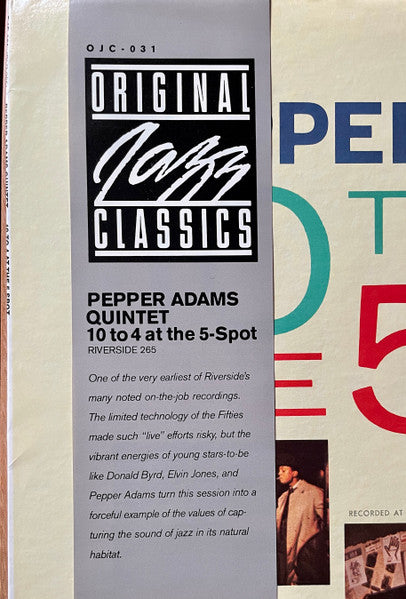 Pepper Adams Quintet - 10 To 4 At The 5-Spot (Vinyl, LP, Album, Reissue) Near Mint (NM or M-) / Very Good Plus (VG+)