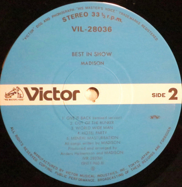 Madison (2) - Best In Show (Vinyl, LP, Album) Very Good Plus (VG+) / Very Good Plus (VG+)