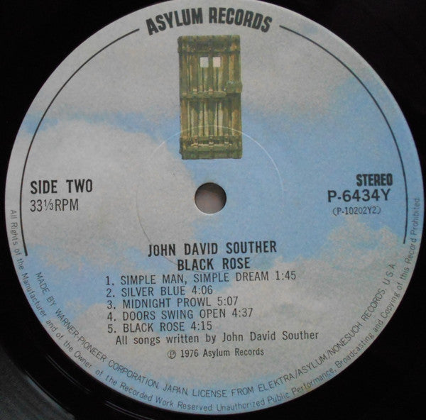 John David Souther - Black Rose (Vinyl, LP, Album, Reissue)