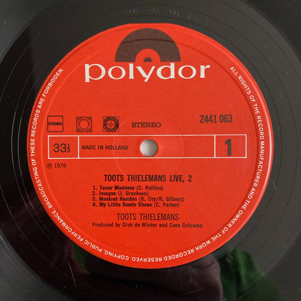 Toots Thielemans - Live 2 (Vinyl, LP, Album) Very Good Plus (VG+) / Very Good (VG)