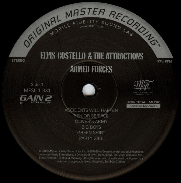 Elvis Costello & The Attractions - Armed Forces (Vinyl, LP, Album, Limited Edition, Numbered, Reissue, Remastered) Very Good Plus (VG+) / Near Mint (NM or M-)