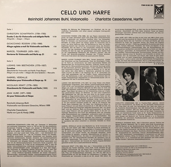 Ludwig van Beethoven - Cello & Harfe (Vinyl, LP, Stereo) Very Good Plus (VG+) / Very Good Plus (VG+)