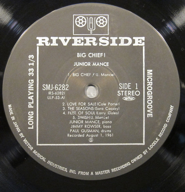 Junior Mance Trio - Big Chief! (Vinyl, LP, Album, Reissue, Stereo) Very Good Plus (VG+) / Very Good Plus (VG+)
