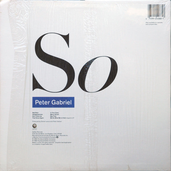 Peter Gabriel - So (Vinyl, LP, Album, Stereo) Very Good (VG) / Very Good (VG)