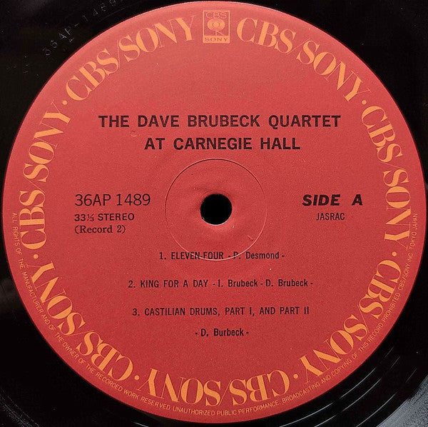 The Dave Brubeck Quartet - At Carnegie Hall (2xVinyl, LP, Album, Stereo, Reissue) Very Good Plus (VG+) / Very Good Plus (VG+)