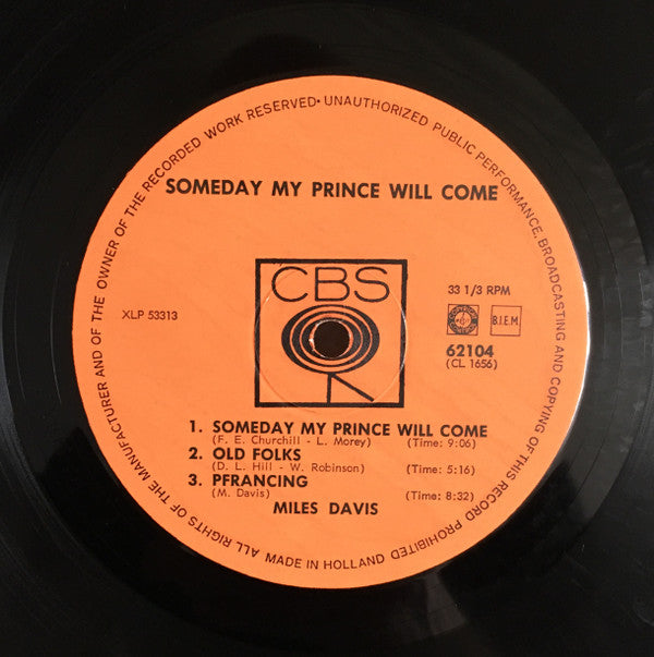 The Miles Davis Sextet - Someday My Prince Will Come (Vinyl, LP, Album, Reissue, Mono) Very Good (VG) / Very Good Plus (VG+)