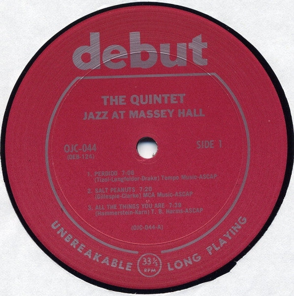 The Quintet - Jazz At Massey Hall (Vinyl, LP, Album, Reissue, Mono) Very Good (VG) / Very Good (VG)