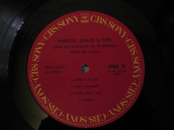 John McLaughlin - Passion, Grace & Fire (Vinyl, LP, Album) Near Mint (NM or M-) / Very Good Plus (VG+)