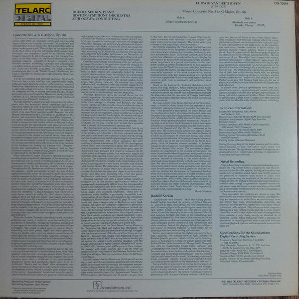 Rudolf Serkin - Beethoven Piano Concerto No. 4 In G Major, Op. 80 (Vinyl, LP, Album, Stereo) Very Good Plus (VG+) / Very Good Plus (VG+)