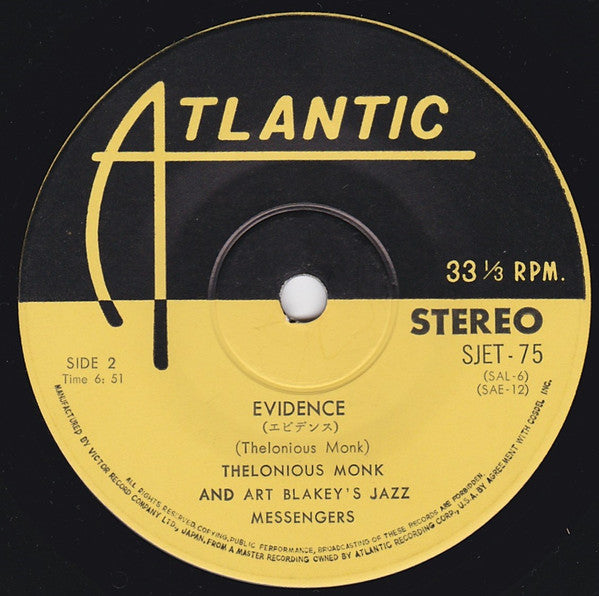 Thelonious Monk - Blue Monk / Evidence (Vinyl, 7", 33 ⅓ RPM, EP, Stereo) Very Good Plus (VG+) / Very Good (VG)
