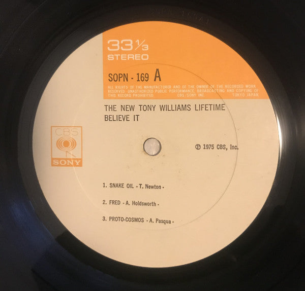 The New Tony Williams Lifetime - Believe It (Vinyl, LP, Album) Near Mint (NM or M-) / Good Plus (G+)