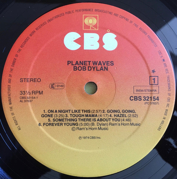 Bob Dylan - Planet Waves (Vinyl, LP, Album, Reissue, Repress, Stereo) Very Good Plus (VG+) / Very Good Plus (VG+)