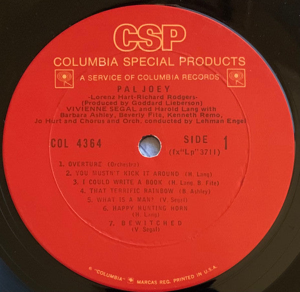 Rodgers & Hart - Pal Joey (Vinyl, LP, Album, Reissue, Mono) Good Plus (G+) / Very Good (VG)
